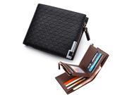 Fashion Brand short plaid designer Men s leather wallet coin pocket Man Purse with zipper card holder slim Money bags for Male