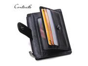 CONTACT S Thin Genuine Leather Men Wallet Small Casual Wallets Purse Card Holder Coin Mini Bags Top Quality Cow Leather Carteira