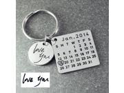 Fathers Day Sale Personalized Calendar Keychain Signature calendar key chain Hand Stamped Calendar Date highlighted with heart