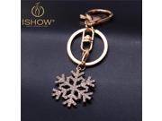 2016 Hot Fashion Snowflake Keychain Cubre Llaves Llaveros Gold Plated Keyring for Women Jewelry Gift Cute Snowflake Key Chain