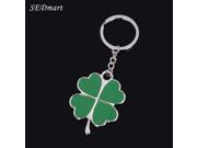 Stainless High Quality Green Leaf Keychain Fashion Creative Beautiful Four Leaf Clover Steel Lucky Key Chain Jewelry Keyring