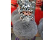 Monchichi keychain 8cm real rabbit fur pom pom 15color cute Crystal Monchichi Dolls pompom Key chain Women bag car charm pendant