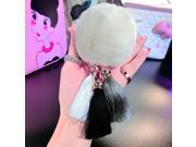 2016 Fashion Women Rabbit Fur Cony Hair Ball Pompom Charm Thrice Tassel Keychain Handbag Key Ring Pendant Gift