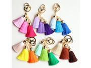 Hot selling Colorful Key Chain Bag AccessoriesIce Silk Tassel Pompom Car Keychain Handbag Key Ring