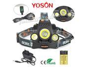 Boruit RJ 3001 3T6 Headlamp 6000 Lumens 3 x XML T6 Head Lamp LED camping Headlight with 18650 rechargeable battery charger