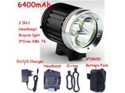 4000 Lumens 3x CREE XM L T6 LED Headlight 3T6 Headlamp Bicycle Bike Light Waterproof Flashlight Battery Pack