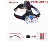 Rechargeable CREE xmlT6 led Headlamp headlight Light lighting lantern lamp 2*18650 battery 1*AC charger 1*USB charger