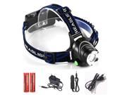 LED headlight zoomable cree XML T6 2000LM headlamp rechargeable head lamp light torch flashlight 3 mode adjust focus for camping
