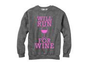 CHIN UP Will Run For Wine Womens Graphic Sweatshirt