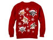 Lost Gods Ugly Christmas Sweater Cat Snowflakes Womens Graphic Sweatshirt