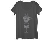 CHIN UP Coffee AM Wine PM Womens Graphic Scoop Neck
