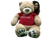 Happy Anniversary Giant 5 Foot Teddy Bear 60 Inch Soft T Shirt Says HAPPY ANNIVERSARY