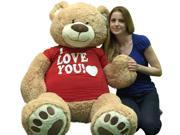 I Love You Giant 5 Foot Teddy Bear Soft 60 Inch Wears I Love You T shirt Weighs 16 Pounds
