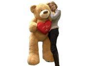 I Love You Giant Teddy Bear 5 Foot Soft Tan 60 Inch Holds Heart Pillow