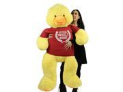 5 Foot Giant Stuffed Duck 60 Inch Soft Big Plush Wears Tshirt Official Snuggle Buddy