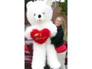6 Foot Teddy Bear Giant White Teddybear With I Love You Heart Soft 72 Inch Made in USA