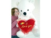 American Made Giant White Valentine Teddy Bear Holds I Love You Heart Pillow Soft Huge 3 Feet Tall While Sitting Weighs 16 Pounds