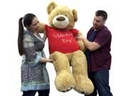 Giant 5 Foot Valentine Teddy Bear Soft Life Size Plush Wears Removable T Shirt HAPPY VALENTINES DAY