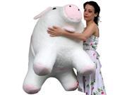 American Made Giant Stuffed Pig 40 Inch Soft White with Pink Accents 3 Feet Wide Made in USA