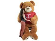 Giant 8 Foot Valentines Day Teddy Bear 96 Inch Soft Big Plush Brown Oversized Teddybear Wears Tshirt I Love You This Much