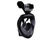 Black S M Size Full Face Snorkel Mask with Camera Mount for Sport Camera