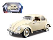 1955 Volkswagen Beetle Kafer Beige 1 18 Diecast Car Model by Bburago