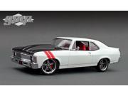 1970 Chevrolet Nova Street Fighter Overkill Alpine White Limited Edition to 852pcs 1 18 Diecast Model Car by GMP
