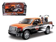 2010 Ford F 150 STX Harley Davidson Orange White Black 1 27 and 1 24 1958 FLH Duo Glide Motorcycle by Maisto