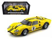 1966 Ford GT 40 MK 2 Yellow 8 1 18 Diecast Car Model by Shelby Collectibles