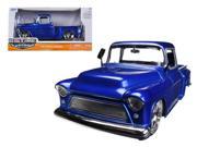 1955 Chevrolet Stepside Pickup Truck Blue 1 24 Diecast Car Model by Jada