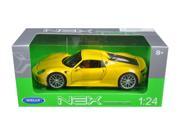 Porsche 918 Spyder Yellow Closed Roof 1 24 Diecast Model Car by Welly