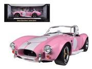 1965 Shelby Cobra 427 S C Pink With Printed Carroll Shelby Signature On The Trunk 1 18 Diecast Car Model by Shelby