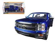 2014 Chevrolet Silverado Pickup Truck Blue Just Trucks with Extra Wheels 1 24 Diecast Model by Jada