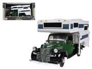 1941 Plymouth Pickup Truck Green With Camper 1 24 Diecast Model by Motormax