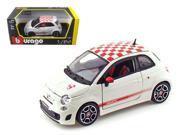 2008 Fiat 500 Abarth White With Checkers 1 24 Diecast Model Car by Bburago