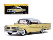 1959 Pontiac Bonneville Closed Convertible White Palomar Yellow 1 18 Diecast Model Car by Sunstar