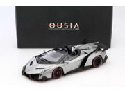 Lamborghini Veneno Roadster Grey with Red Line 1 18 Diecast Model Car by Kyosho
