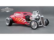 1934 Blown Altered Nitro Coupe Red Metallic with Flames Limited Edition to 1200 pcs 1 18 Diecast Model Car by GMP