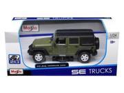 2015 Jeep Wrangler Unlimited Green 1 24 Diecast Model Car by Maisto