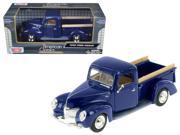 1940 Ford Pickup Truck Blue 1 24 Diecast Model Car by Motormax
