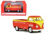 1962 Volkswagen Pickup Truck Coca Cola Orange and Yellow 1 43 Diecast Model Car by Motorcity Classics