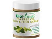 Biofinest Tea Tree Oil Body Foot Scrub with Dead Sea Salt Jojoba Oil Essential Oils Best for Athlete Foot Fungus Acne Warts 250g