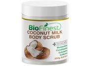 Biofinest Coconut Milk Body Scrub with Dead Sea Salt Almond Oil Vitamin E Best For Dry Skin Cellulite Stretch Marks Eczema Acne 250g