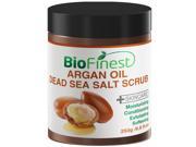 Biofinest Argan Oil Dead Sea Salt Scrub with Aloe Vera Almond Oil Vitamin E Essential Oils Best For Deep Skin Cleansing Exfoliator 250g