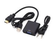 HDMI to VGA Adapter Cable Converter with 3.5mm Audio and Micro USB Port for PC Projector HDTV Laptop Other HDMI Input Devices