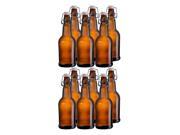 12 Pack of 16 oz EZ Cap Beer Bottles Amber Colored for Beer or Kombucha