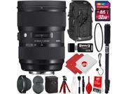 Sigma 24 35mm F2 ART DG HSM Lens for Canon DSLR Cameras w 32gb Pro Photo and Travel Bundle