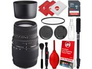 Sigma 70 300mm f 4 5.6 DG Telephoto Zoom Lens for Nikon Digital SLR Cameras with Sandisk 32gb Essential Photo and Everyday Bundle