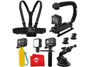 Accessory Bundle for GoPro HERO5 Black Session 4K Action Camera w X Grip Stabilizer HandGrip Floating Handle LED Video Light Chest Mount Tripod Adapter