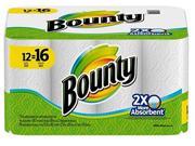 Bounty White Paper Towels Giant Rolls 12=16